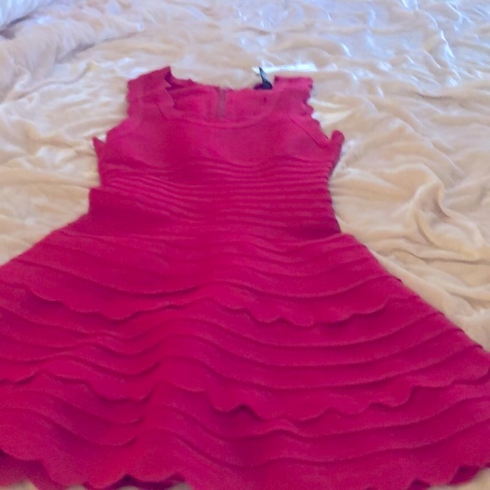 Bloomingdales Brand NWT Aqua Flat Knit Red Sleeveless Fitted Dress Size XS